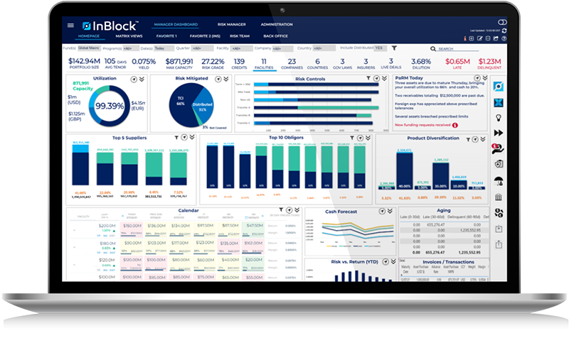 InBlock Trade finance dashboard screenshot on laptop